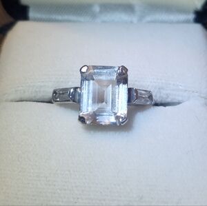 Sterling Silver Emerald Cut Engagement Ring – Art Deco Style